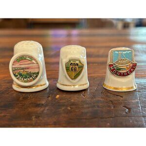 Vintage Collectible Thimbles  Hobart Tasmania Route 66 Montreal  Unique Souvenir